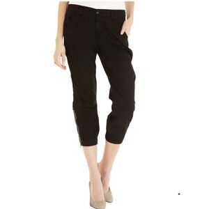 J Brand Amelia Earhart Cropped Flight Pants Womens 29 Khakis Zip Worn Black FLAW